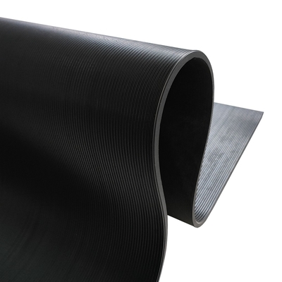 Anti-Slip Zwarte Garage Rubber Mat Flooring Custom Pattern Gekrompen fijn geribde gegroeveerde munt rubberen plaat