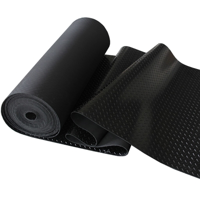 Anti-Slip Zwarte Garage Rubber Mat Flooring Custom Pattern Gekrompen fijn geribde gegroeveerde munt rubberen plaat