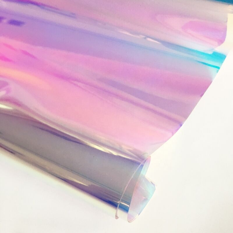 Transparent Rainbow Dichroic Iridescent PVC Film Plastic Sheet for Custom Size Raincoat and Decoration